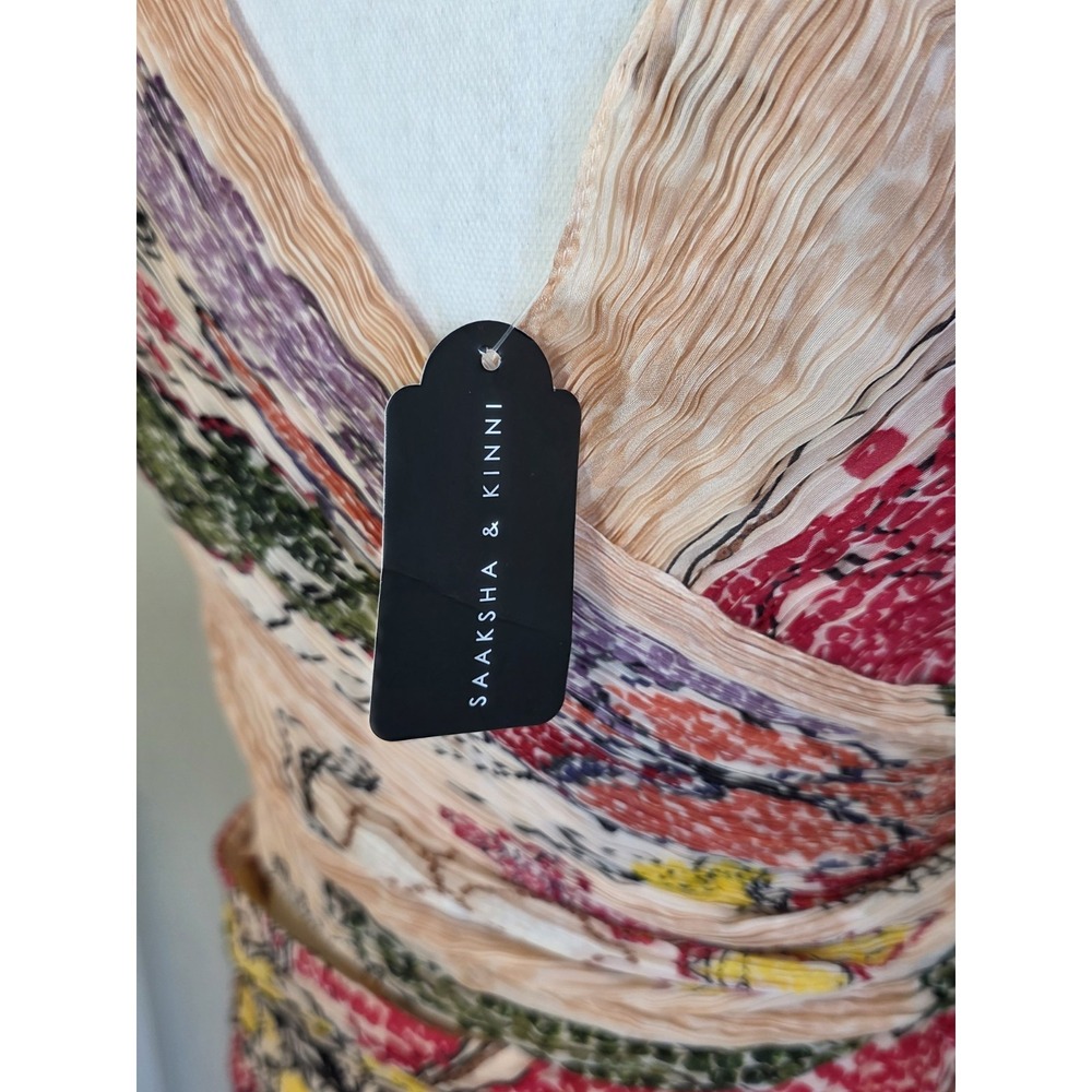 Saaksha & Kinni Dress Size M PEACH PERIWINKLE KEYHOLE SARI DRESS Nwt - Picture 3 of 9